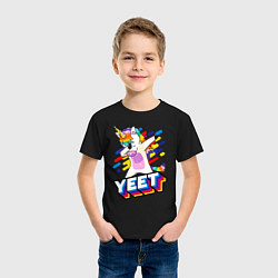 Футболка хлопковая детская Даббинг единорога YEET, цвет: черный — фото 2
