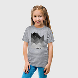 Футболка хлопковая детская Медведь и треугольные горы, цвет: меланж — фото 2