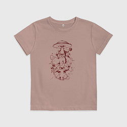 Футболка хлопковая детская Инопланетяне Нло, цвет: пыльно-розовый
