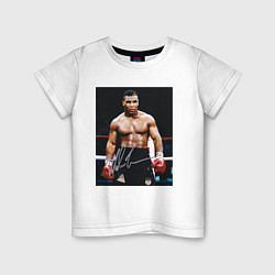Футболка хлопковая детская Майк Тайсон Фото с авторгафом Mike Tyson, цвет: белый