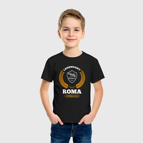 Детская футболка Лого Roma и надпись Legendary Football Club / Черный – фото 3