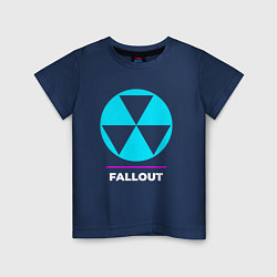 Футболка хлопковая детская Символ Fallout в неоновых цветах, цвет: тёмно-синий
