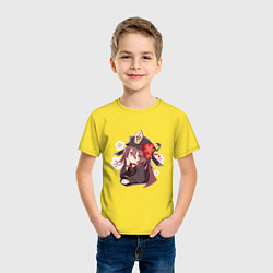 Футболка хлопковая детская Ху Тао Genshin Impact Аниме, цвет: желтый — фото 2