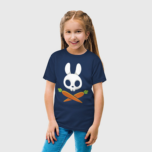 Детская футболка Череп кролика с двумя морковками / Тёмно-синий – фото 4