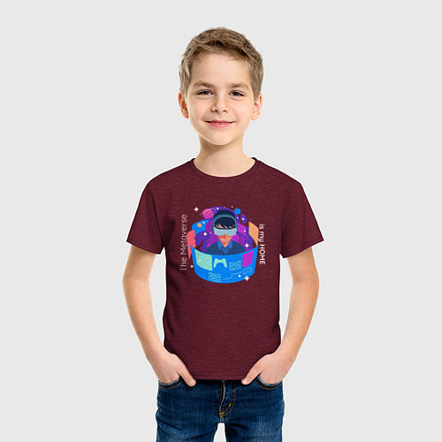 Детская футболка Метавселенная - мой дом / Меланж-бордовый – фото 3