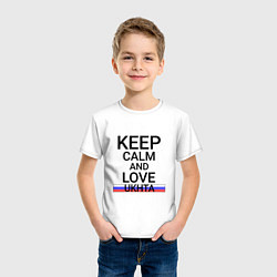 Футболка хлопковая детская Keep calm Ukhta Ухта, цвет: белый — фото 2