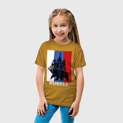 Футболка хлопковая детская Медведь и кремль, цвет: горчичный — фото 2