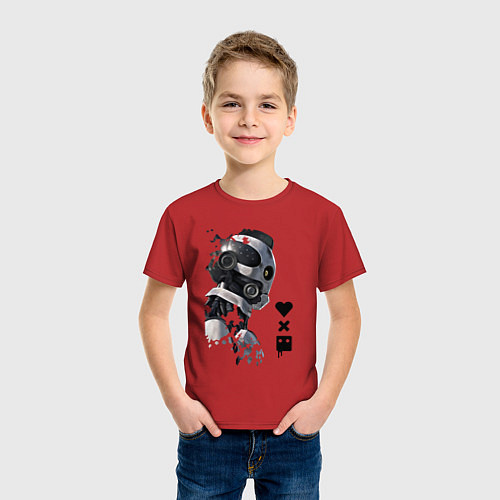 Детская футболка Xbot 4000 в профиль с лого / Красный – фото 3