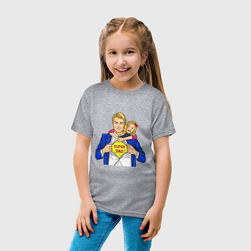 Детская футболка SUPER FAVORITE DAD / Меланж – фото 4
