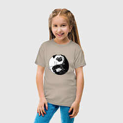 Футболка хлопковая детская Собачий Инь Янь, цвет: миндальный — фото 2