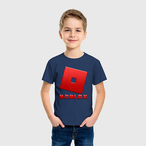 Детская футболка ROBLOX логотип красный градиент / Тёмно-синий – фото 3