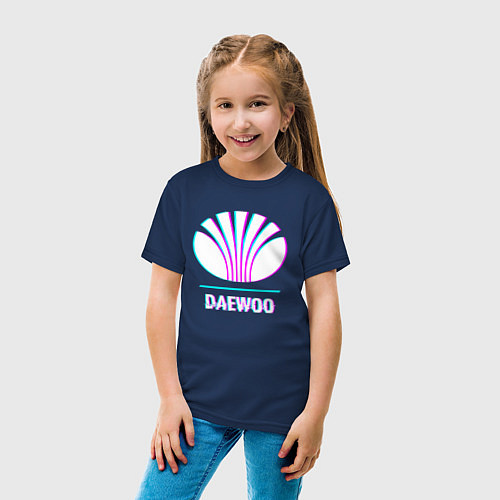Детская футболка Значок Daewoo в стиле Glitch / Тёмно-синий – фото 4