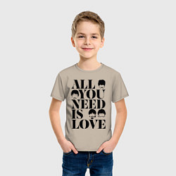 Футболка хлопковая детская ALL YOU NEED IS LOVE THE BEATLES, цвет: миндальный — фото 2