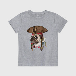 Детская футболка МОПС ПИРАТ СОБАКА В ШЛЯПЕ