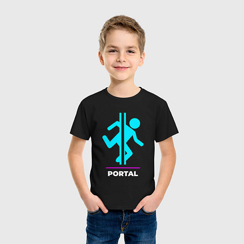 Детская футболка Символ Portal в неоновых цветах / Черный – фото 3
