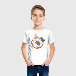 Футболка хлопковая детская Большой пончик с глазурью принт Гомер, цвет: белый — фото 2