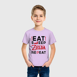 Футболка хлопковая детская Надпись: Eat Sleep Zelda Repeat, цвет: лаванда — фото 2