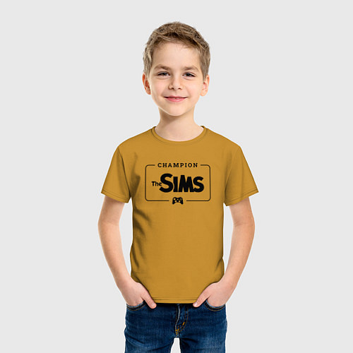 Детская футболка The Sims Gaming Champion: рамка с лого и джойстико / Горчичный – фото 3