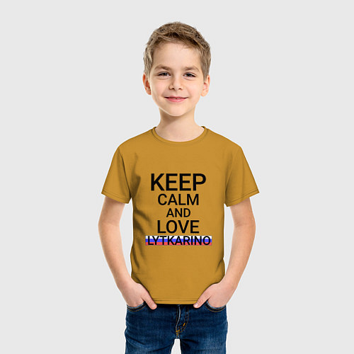 Детская футболка Keep calm Lytkarino Лыткарино / Горчичный – фото 3