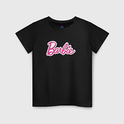 Футболка хлопковая детская Barbie logo, цвет: черный