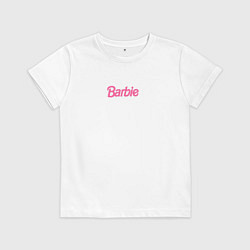 Футболка хлопковая детская Barbie mini logo, цвет: белый