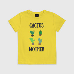 Футболка хлопковая детская Cactus Mother, Мать кактусов, цвет: желтый