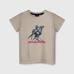 Футболка хлопковая детская Райден из Metal Gear Rising с мечом, цвет: миндальный
