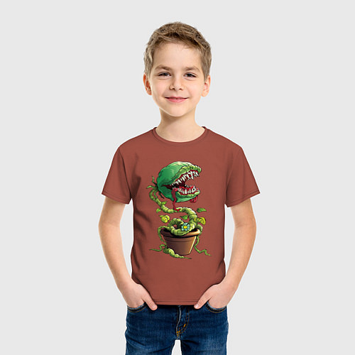 Детская футболка Plant - Piranha / Кирпичный – фото 3