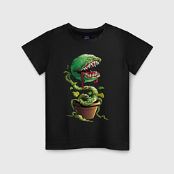 Футболка хлопковая детская Plant - Piranha, цвет: черный