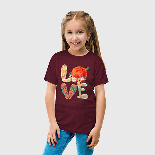 Детская футболка Love Summer Лето / Меланж-бордовый – фото 4