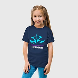 Футболка хлопковая детская Символ Hitman в неоновых цветах, цвет: тёмно-синий — фото 2