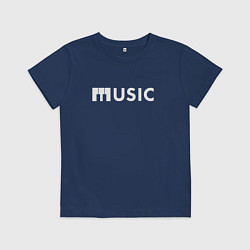Футболка хлопковая детская MUSIC с Клавишами Фортепиано, цвет: тёмно-синий
