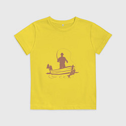 Футболка хлопковая детская Рыбацкий заплыв, цвет: желтый