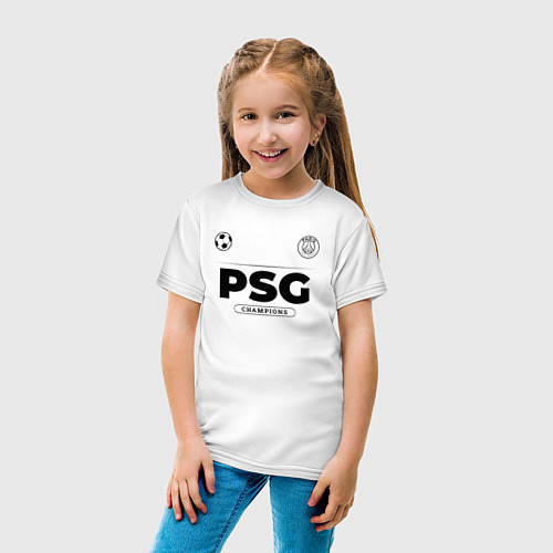 Детская футболка PSG Униформа Чемпионов / Белый – фото 4