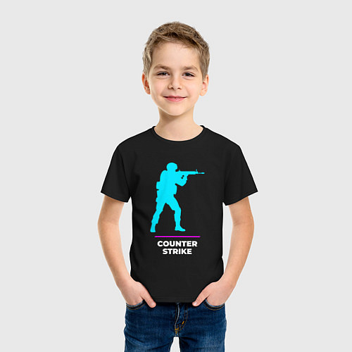 Детская футболка Символ Counter Strike в неоновых цветах / Черный – фото 3