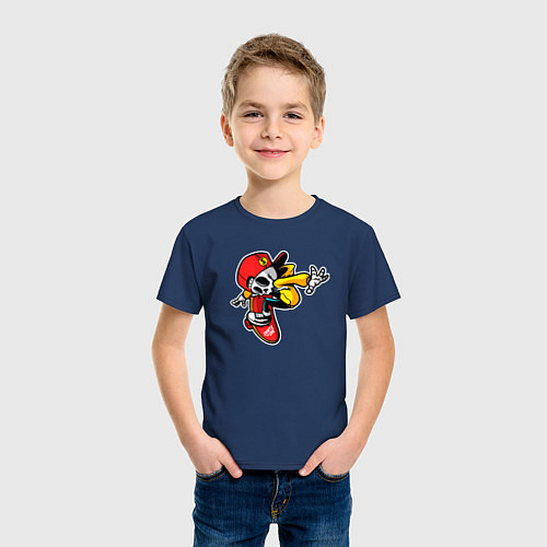 Детская футболка Skate or die - skateboarding / Тёмно-синий – фото 3