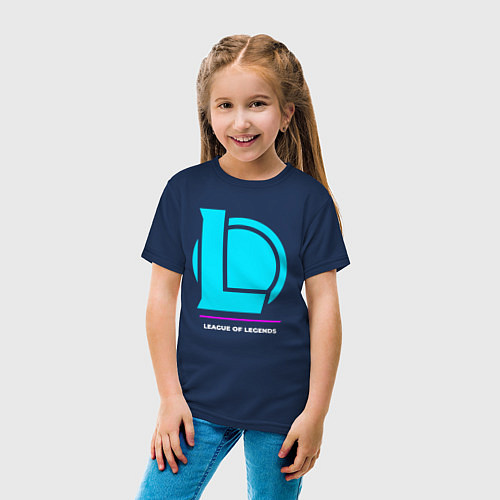Детская футболка Символ League of Legends в неоновых цветах / Тёмно-синий – фото 4