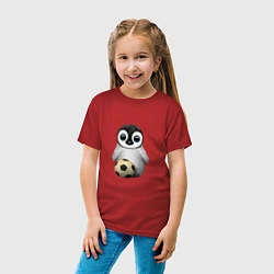 Футболка хлопковая детская Футбол - Пингвин, цвет: красный — фото 2