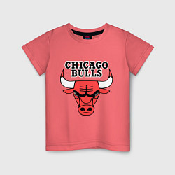 Футболка хлопковая детская Chicago Bulls, цвет: коралловый