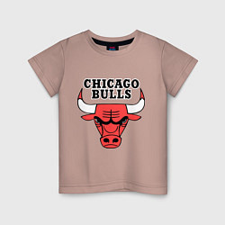 Футболка хлопковая детская Chicago Bulls цвета пыльно-розовый — фото 1