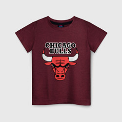 Футболка хлопковая детская Chicago Bulls, цвет: меланж-бордовый