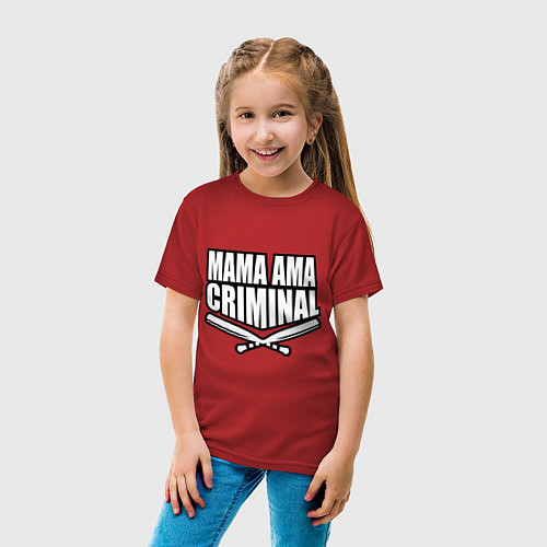 Детская футболка Mama ama criminal / Красный – фото 4