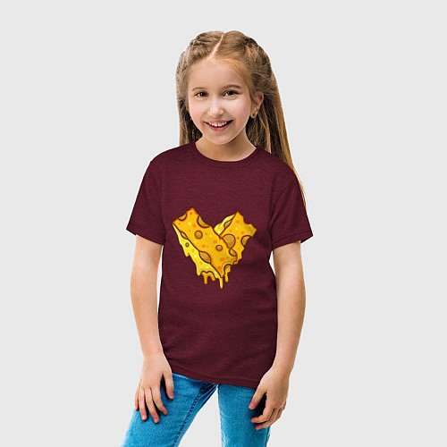 Детская футболка Сырная любовь / Меланж-бордовый – фото 4