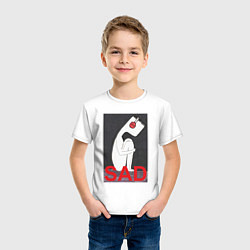 Футболка хлопковая детская Грустяш слушает музыку, цвет: белый — фото 2