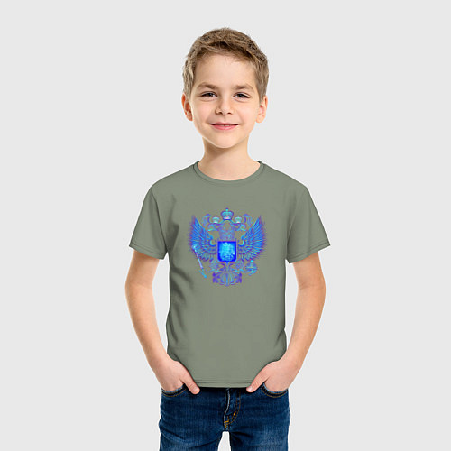 Детская футболка Неоновый герб России / Авокадо – фото 3