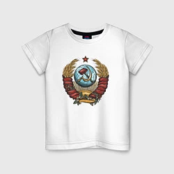 Футболка хлопковая детская Серп и молот СССР, цвет: белый