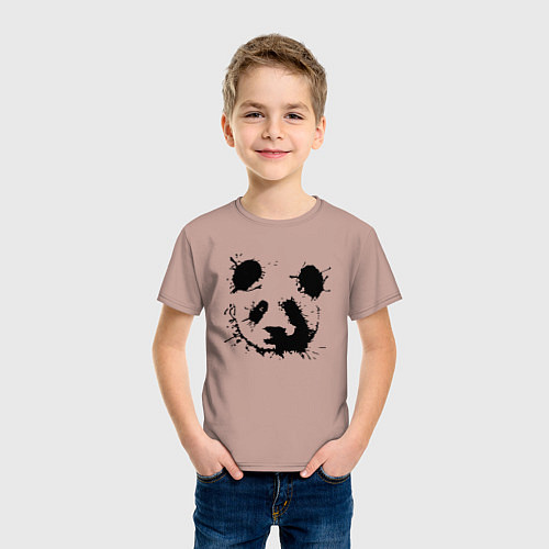 Детская футболка Прикольный панда - клякса / Пыльно-розовый – фото 3