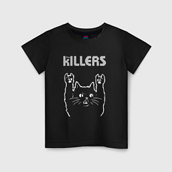 Футболка хлопковая детская The Killers рок кот, цвет: черный