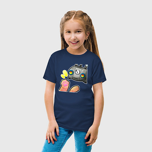 Детская футболка Б-12 и лапки Бродяги / Тёмно-синий – фото 4