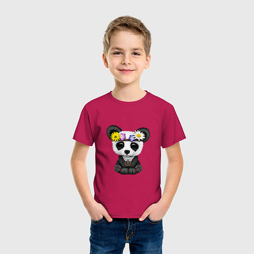Детская футболка Мир - Панда / Маджента – фото 3